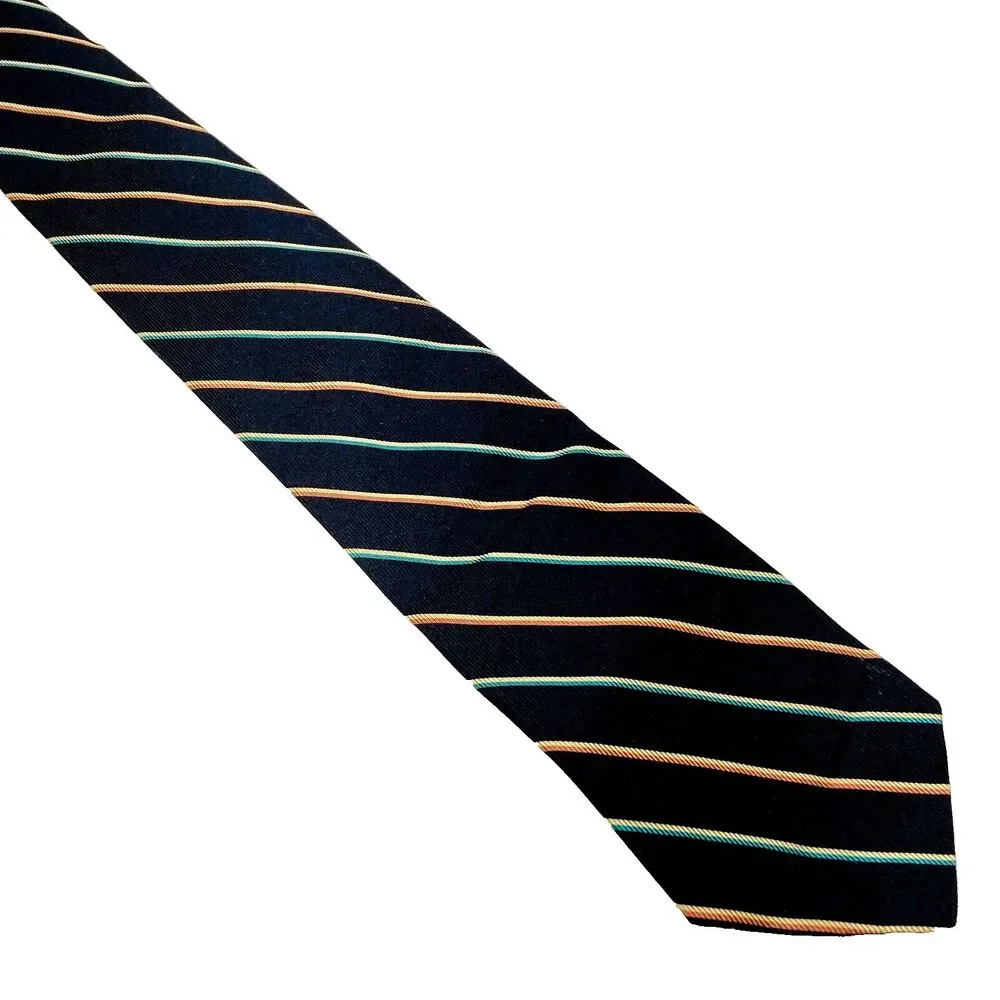 Michael Reed Tie Repp Stripe BLUE Designer Collection Vtg Y2K Academia Preppy
